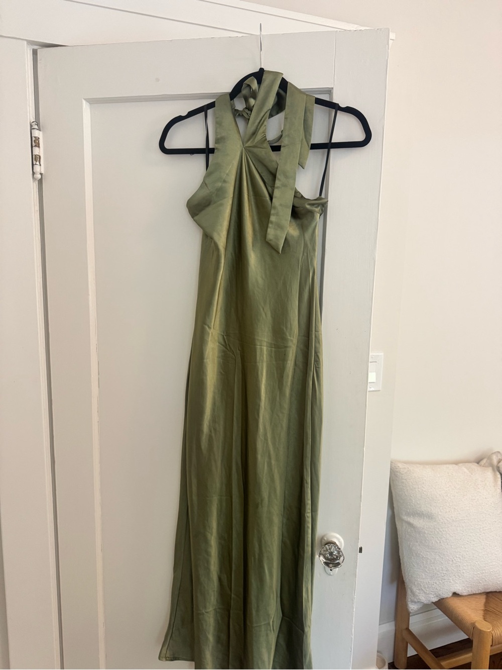 Olive Green Halter Neck Maxi Dress
